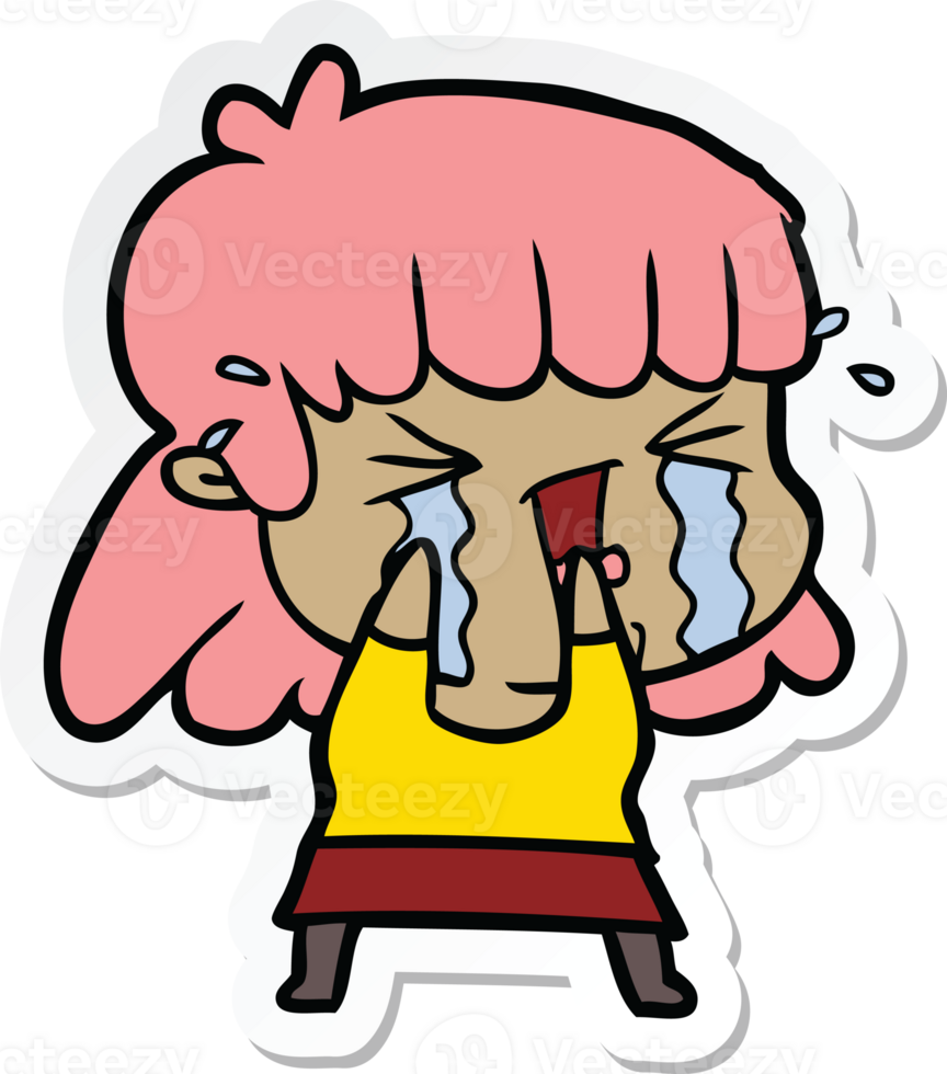 sticker of a cartoon woman in tears png