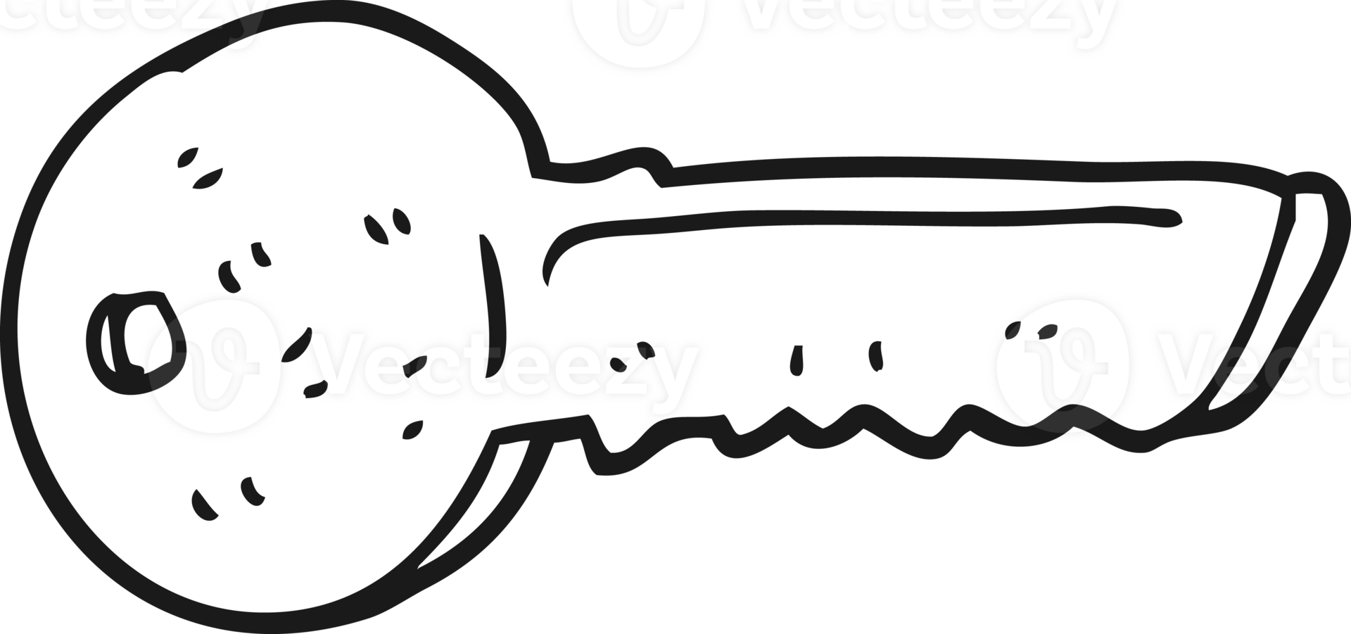 drawn black and white cartoon door key png