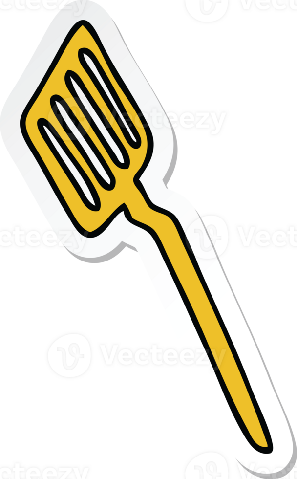 sticker of a quirky hand drawn cartoon spatula png