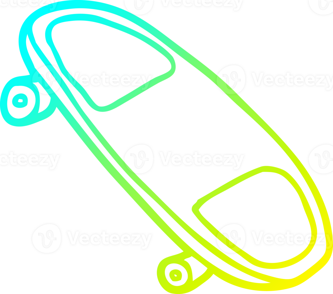 cold gradient line drawing of a cartoon skateboard png