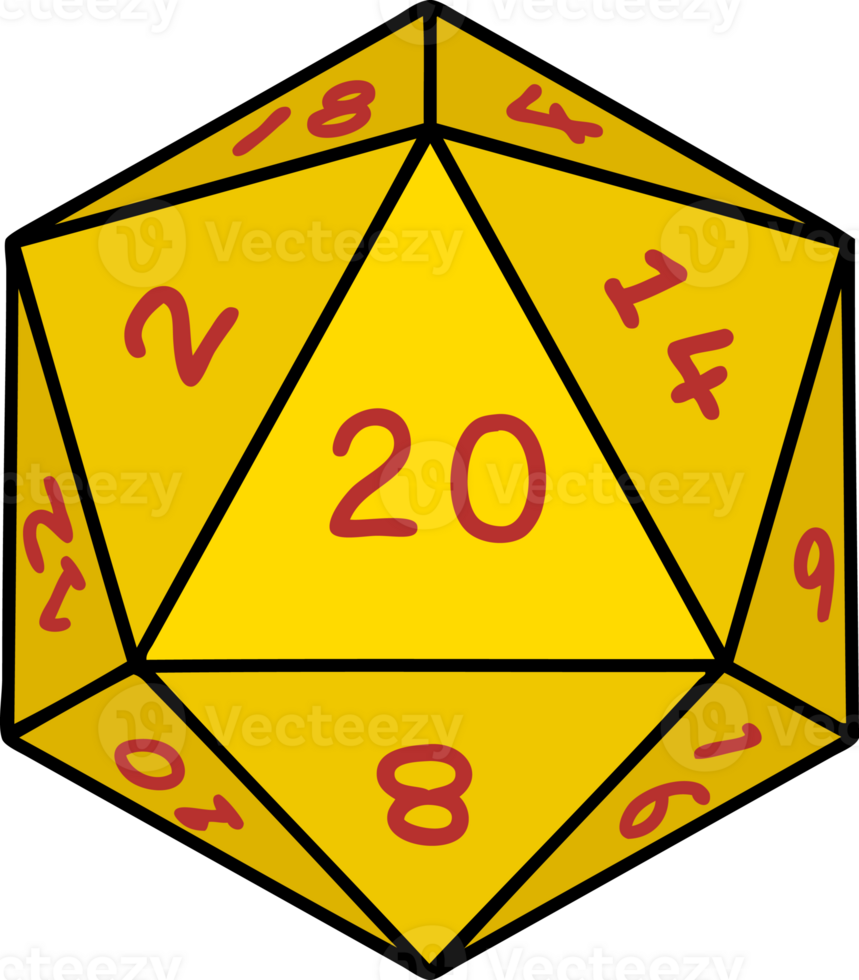 Retro Tattoo Style natural 20 D20 dice roll png