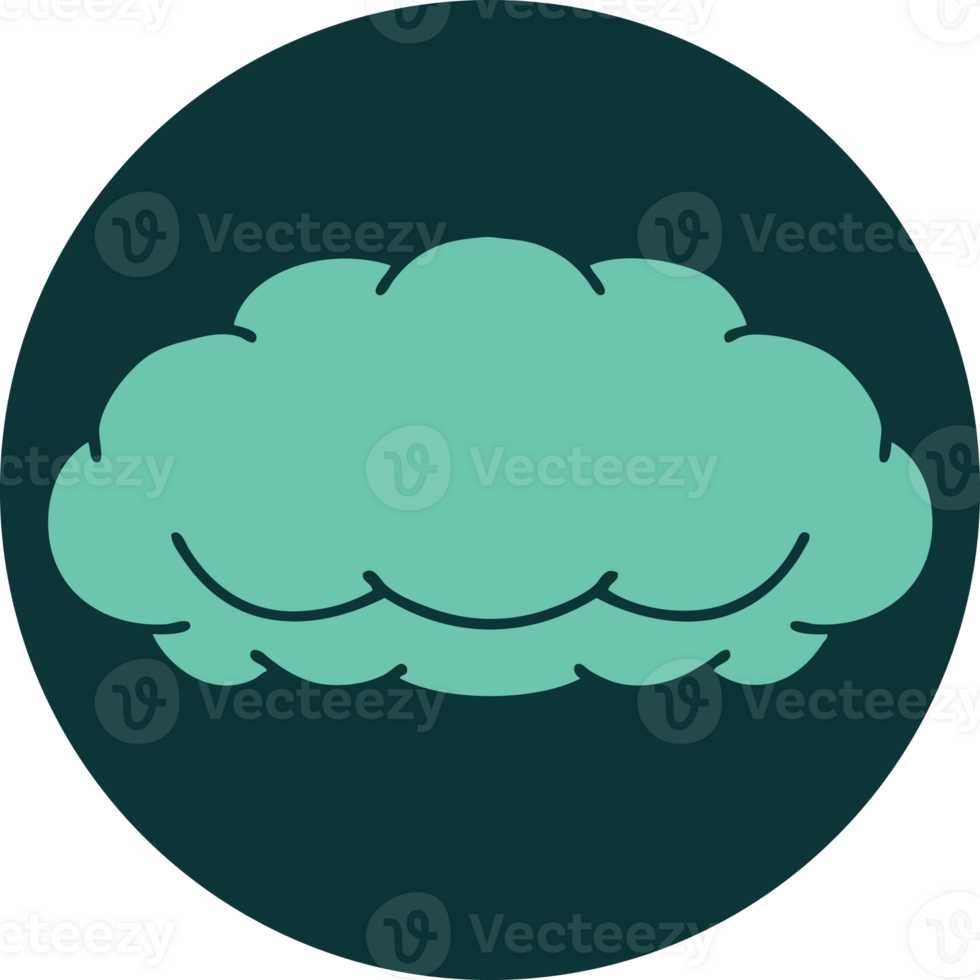 iconic tattoo style image of a grey cloud png