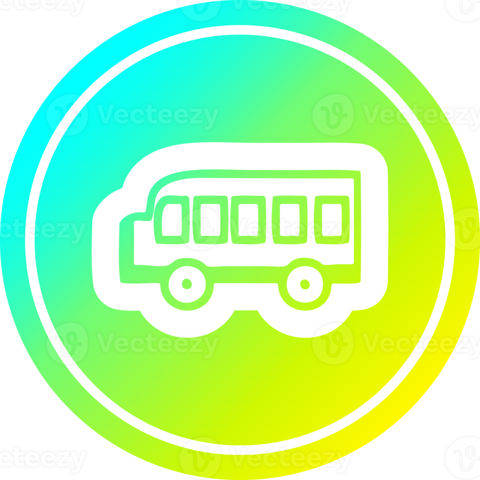 school bus circular icon with cool gradient finish png