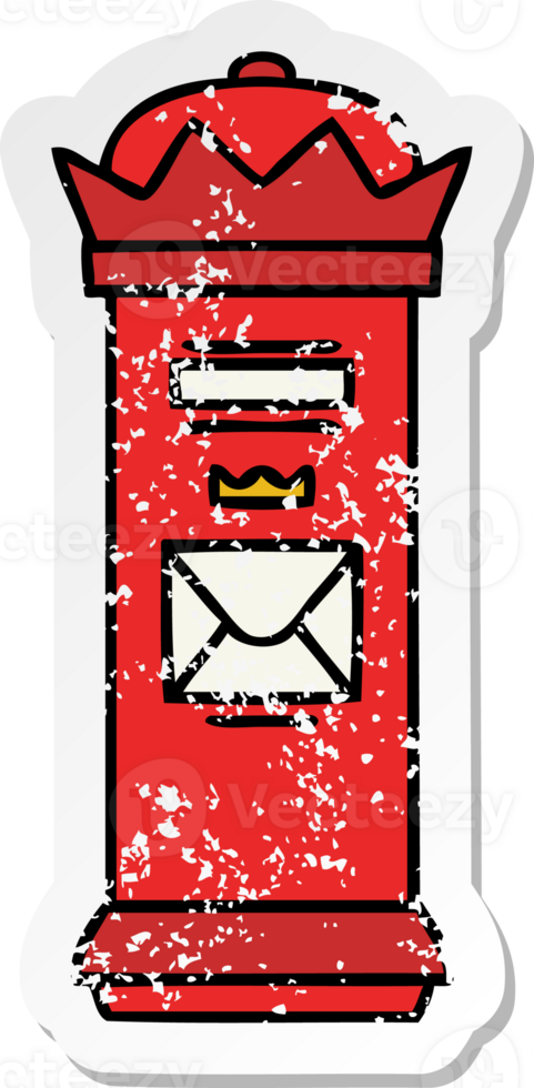distressed sticker of a cute cartoon british post box png