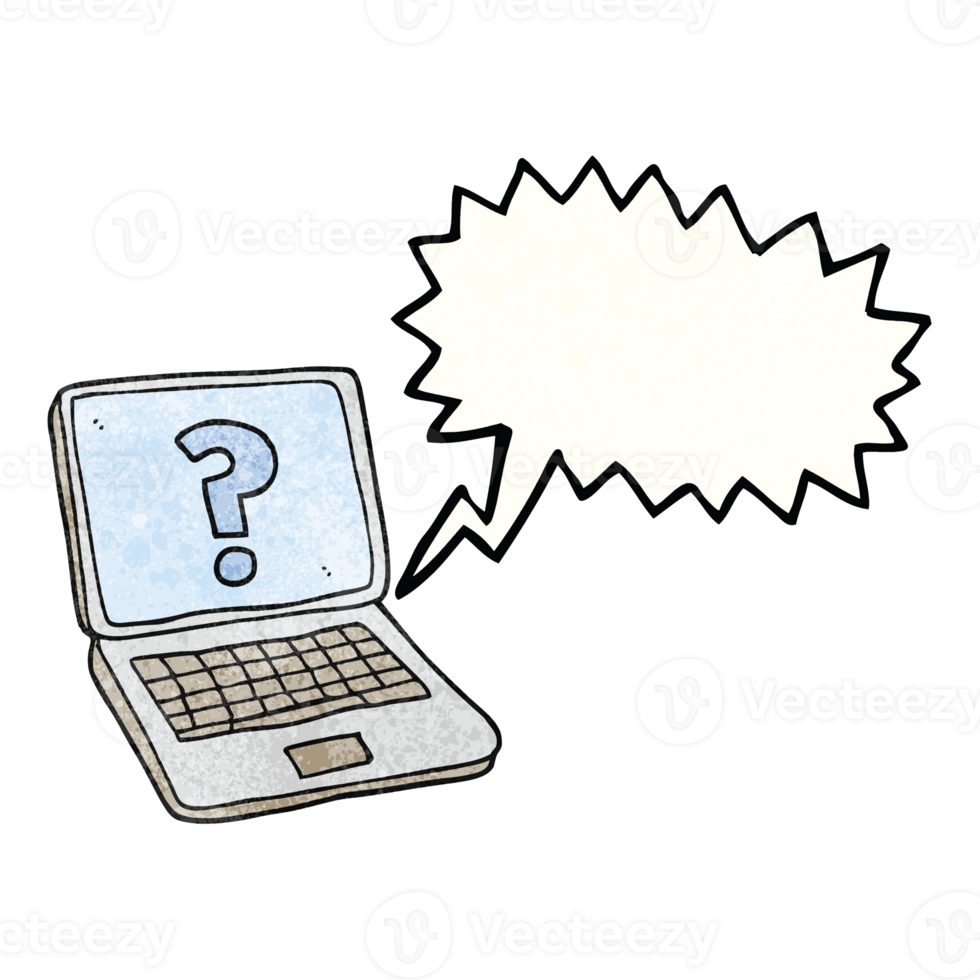 speech bubble textured cartoon laptop computer with question mark png