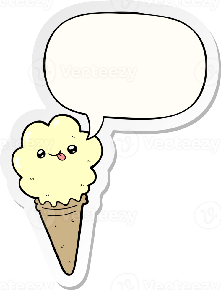 cartoon ice cream with speech bubble sticker png