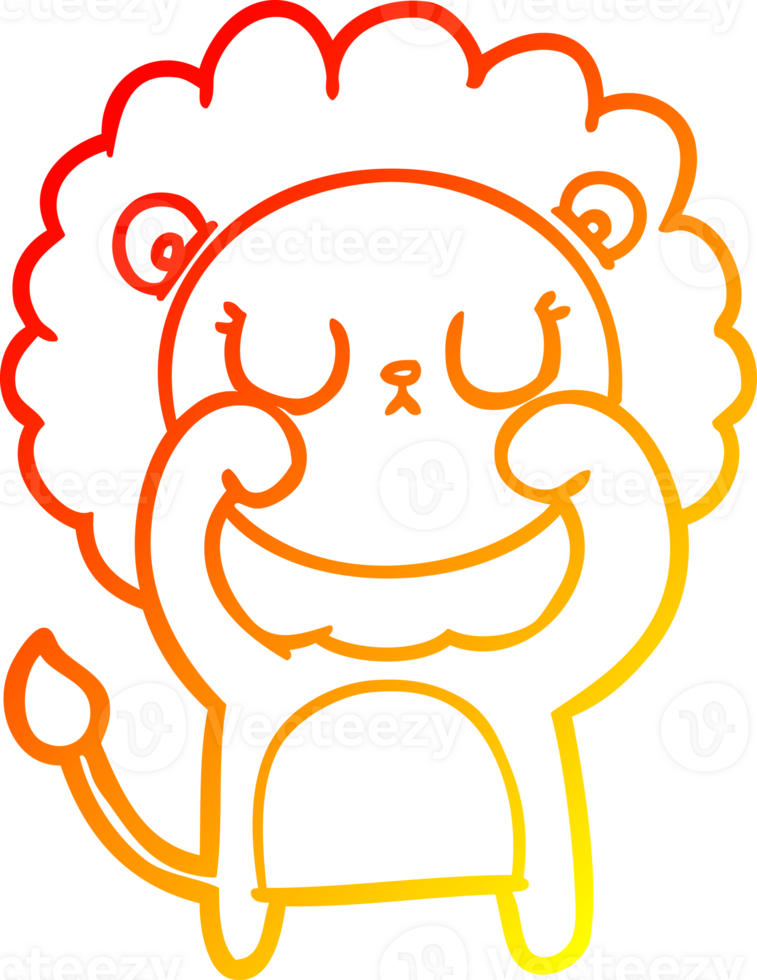 warm gradient line drawing of a cartoon lion png
