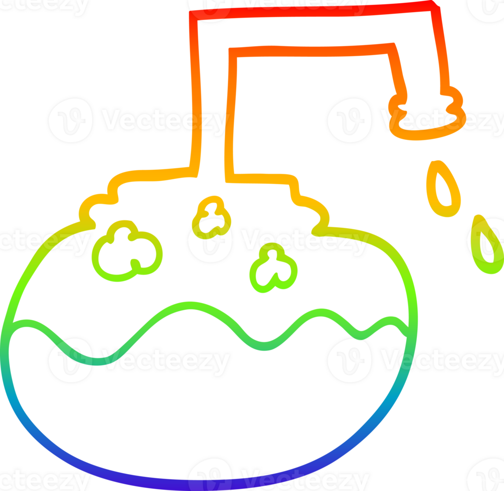 rainbow gradient line drawing of a cartoon bubbling chemicals png