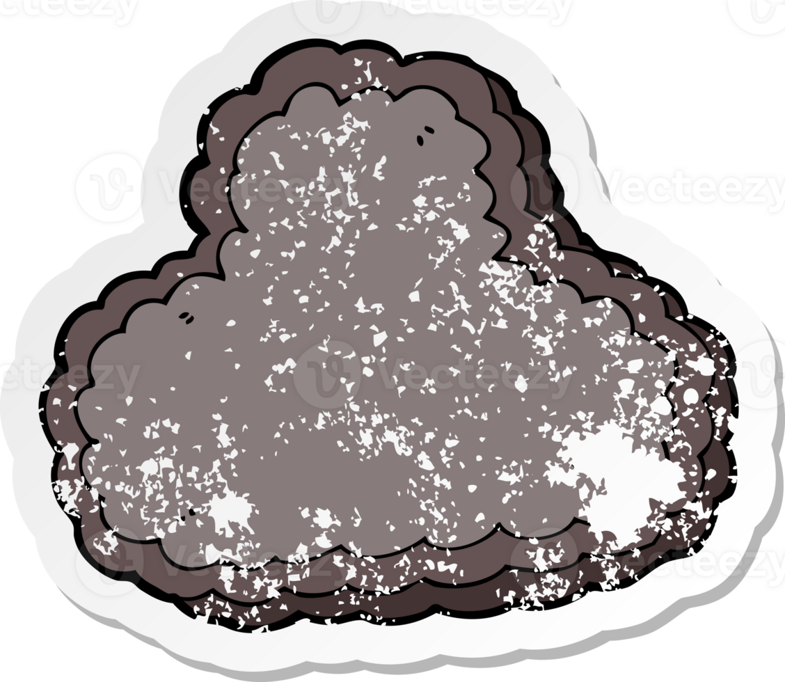 retro distressed sticker of a cartoon rain cloud png