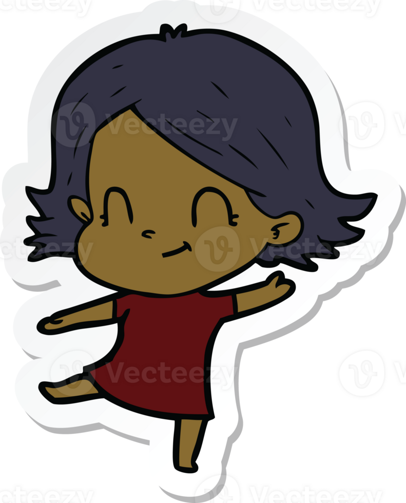 sticker of a cartoon friendly girl png