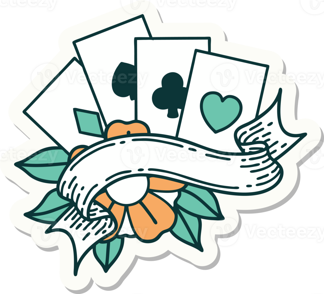 sticker of tattoo in traditional style of cards and banner png