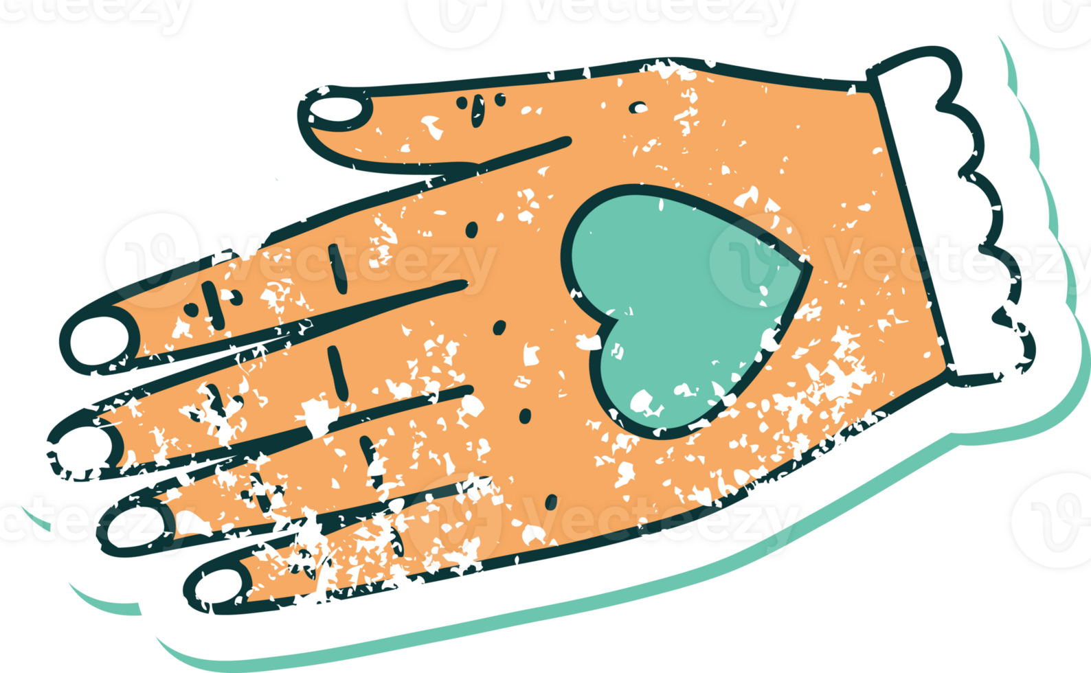 iconic distressed sticker tattoo style image of a hand png