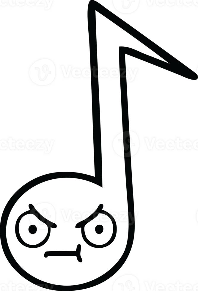 line drawing cartoon of a musical note png