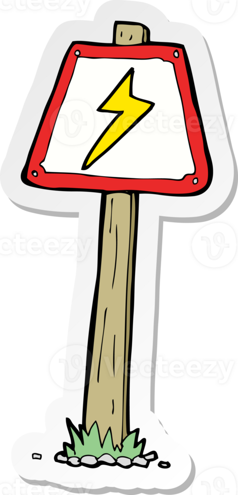 sticker of a cartoon electrical warning sign png