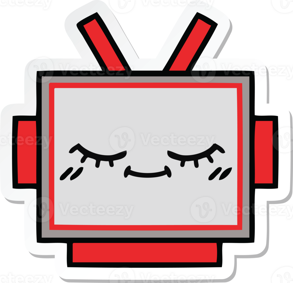 sticker of a cute cartoon robot head png