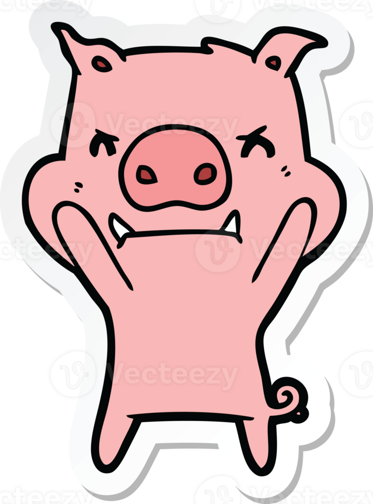 sticker of a angry cartoon pig png