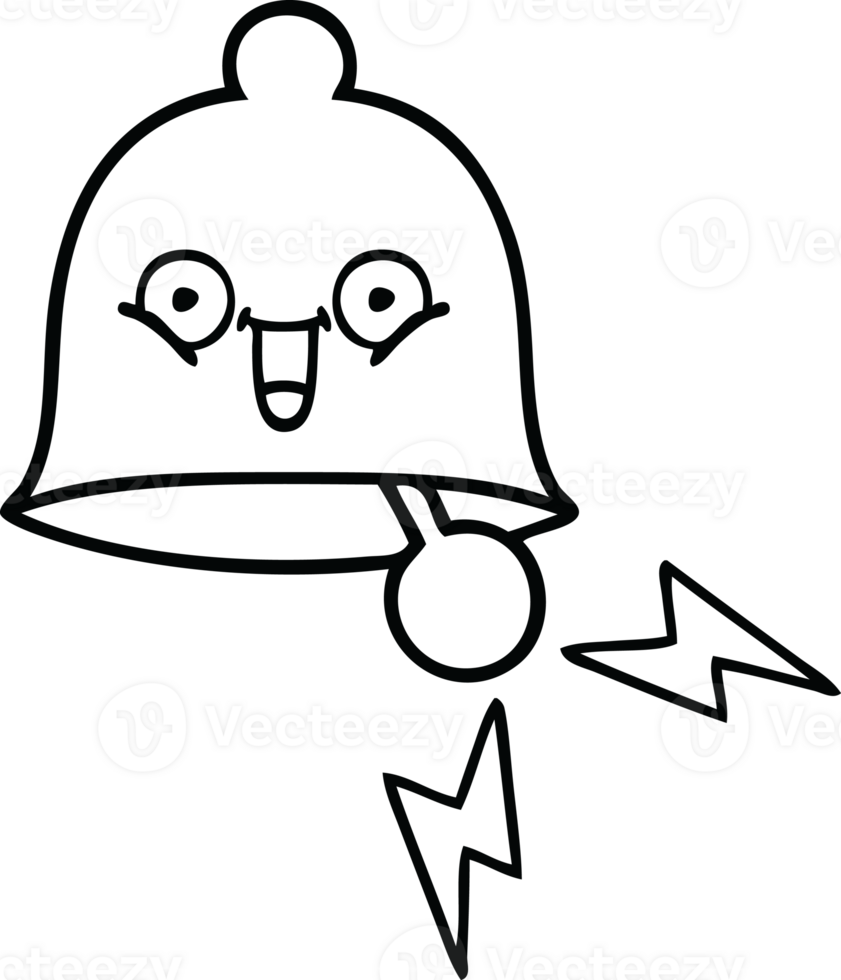 line drawing cartoon of a ringing bell png