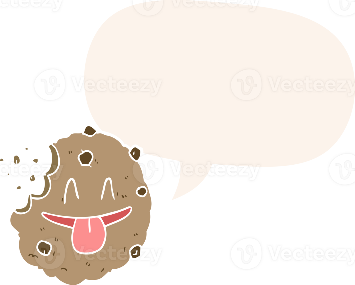 cartoon cookie with speech bubble in retro style png