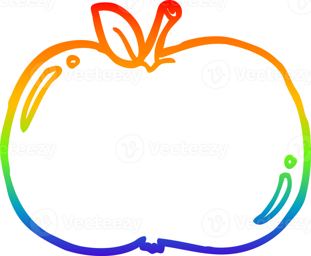 rainbow gradient line drawing of a cartoon apple png
