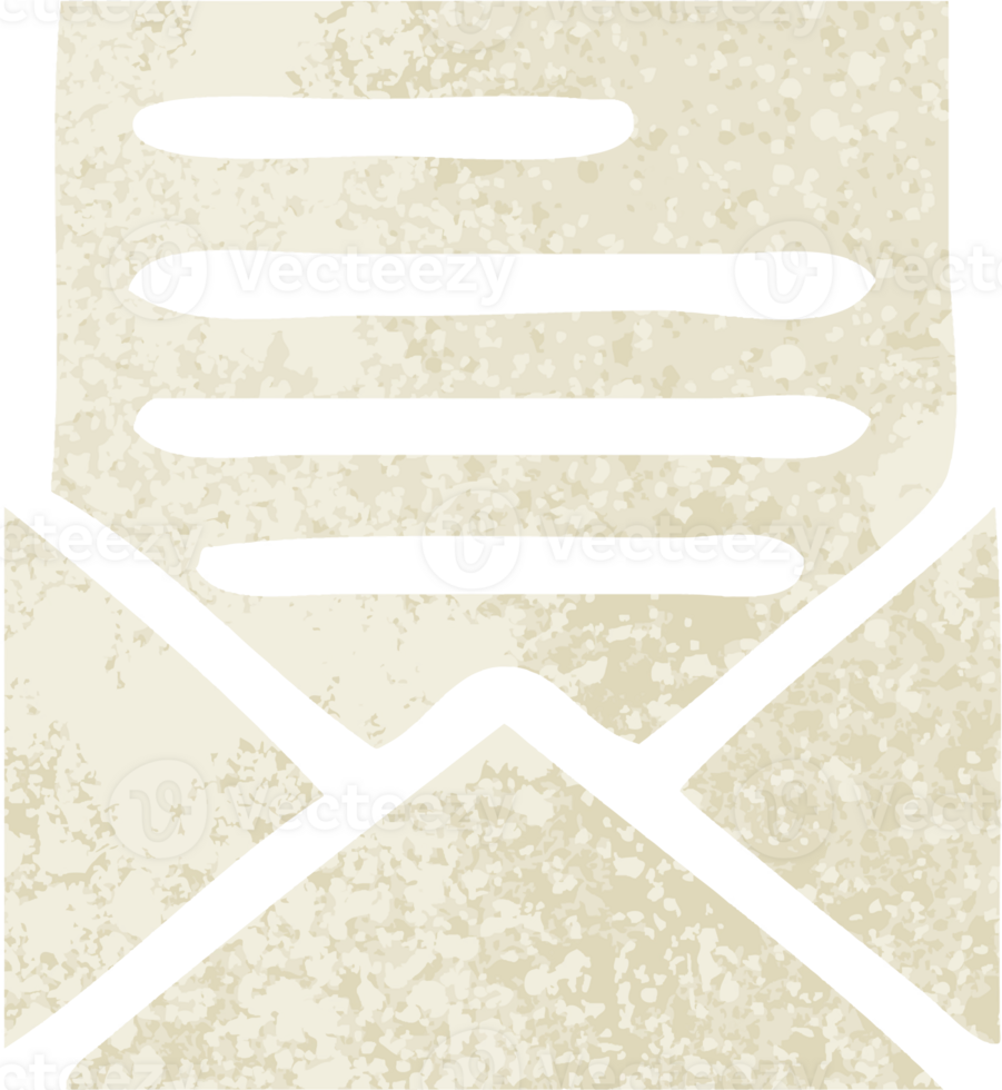 retro illustration style cartoon of a letter and envelope png