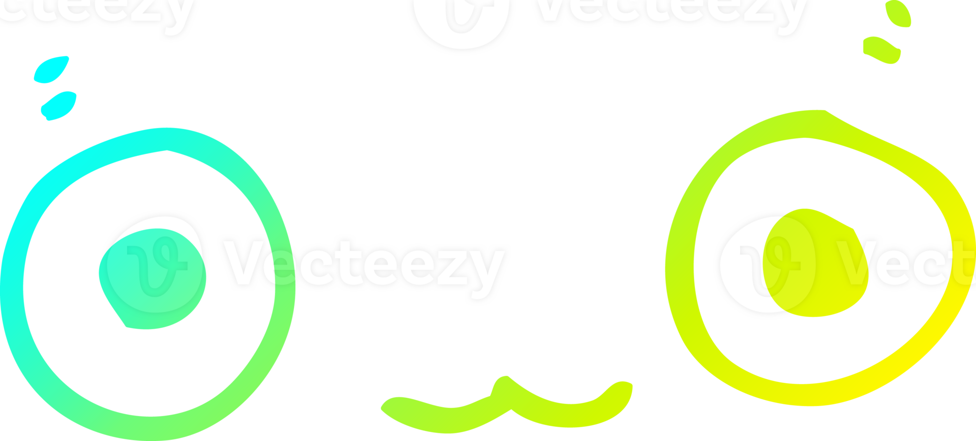 cold gradient line drawing of a cute cartoon face png