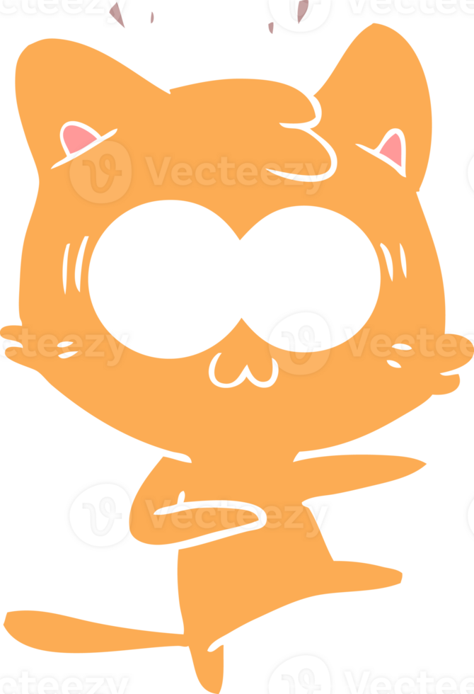 flat color style cartoon surprised cat png