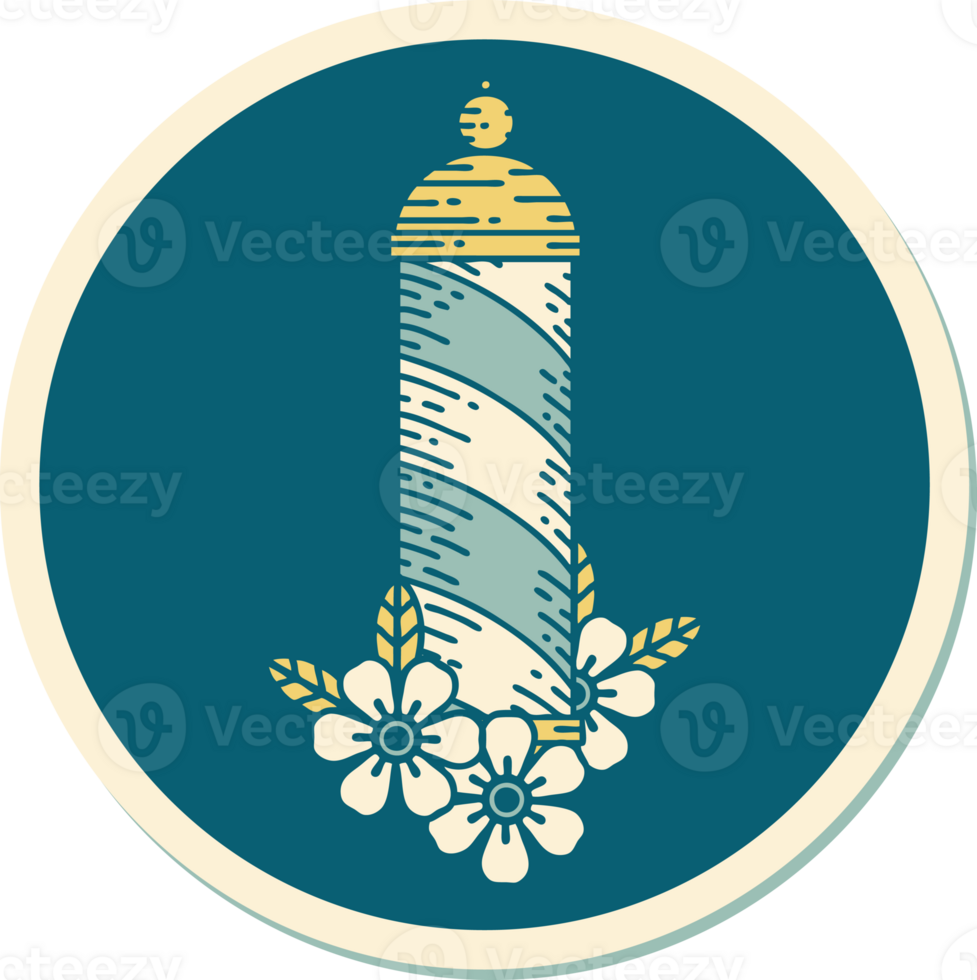 sticker of tattoo in traditional style of a barbers pole png