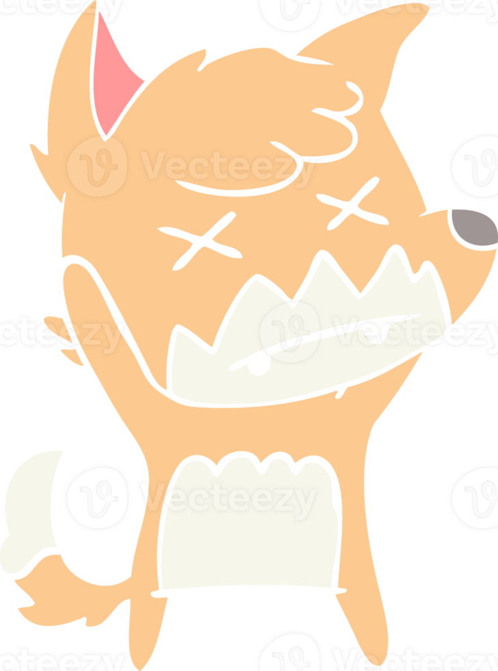 flat color style cartoon cross eyed fox png