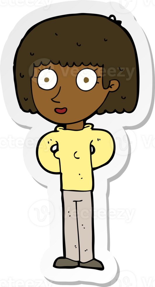 sticker of a cartoon staring woman png