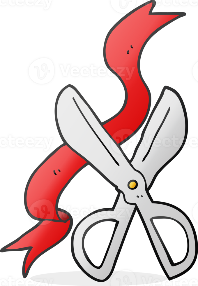 drawn cartoon scissors cutting ribbon png