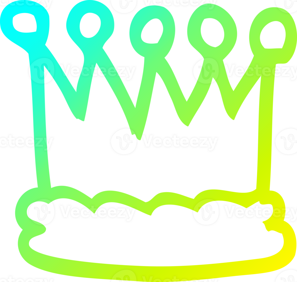 cold gradient line drawing of a cartoon crown png
