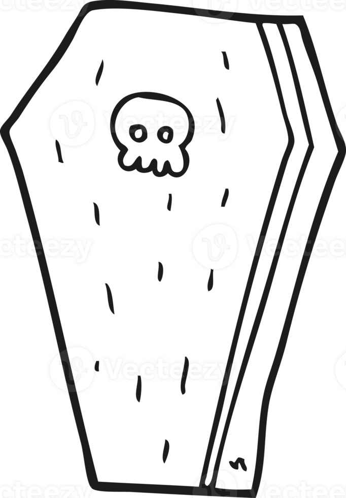 drawn black and white cartoon halloween coffin png