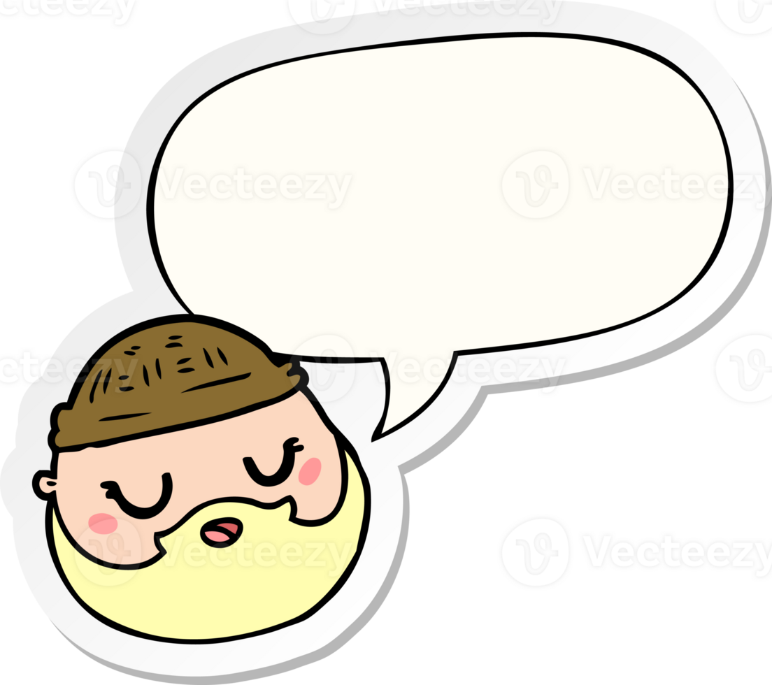 cartoon male face with beard with speech bubble sticker png