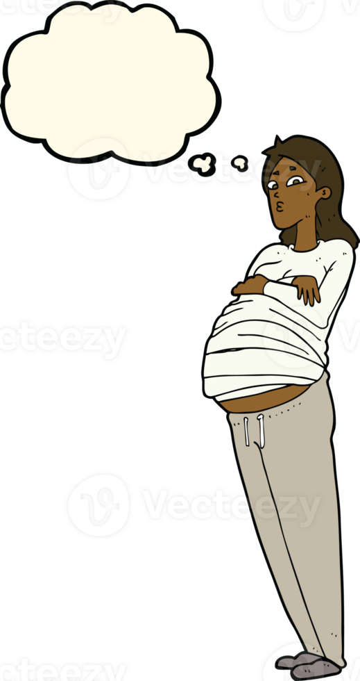 cartoon pregnant woman with thought bubble png