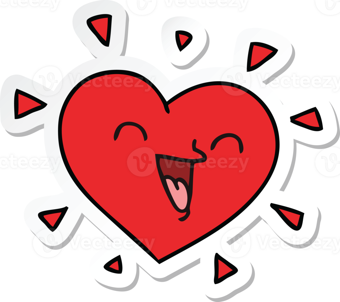sticker of a quirky hand drawn cartoon happy heart png