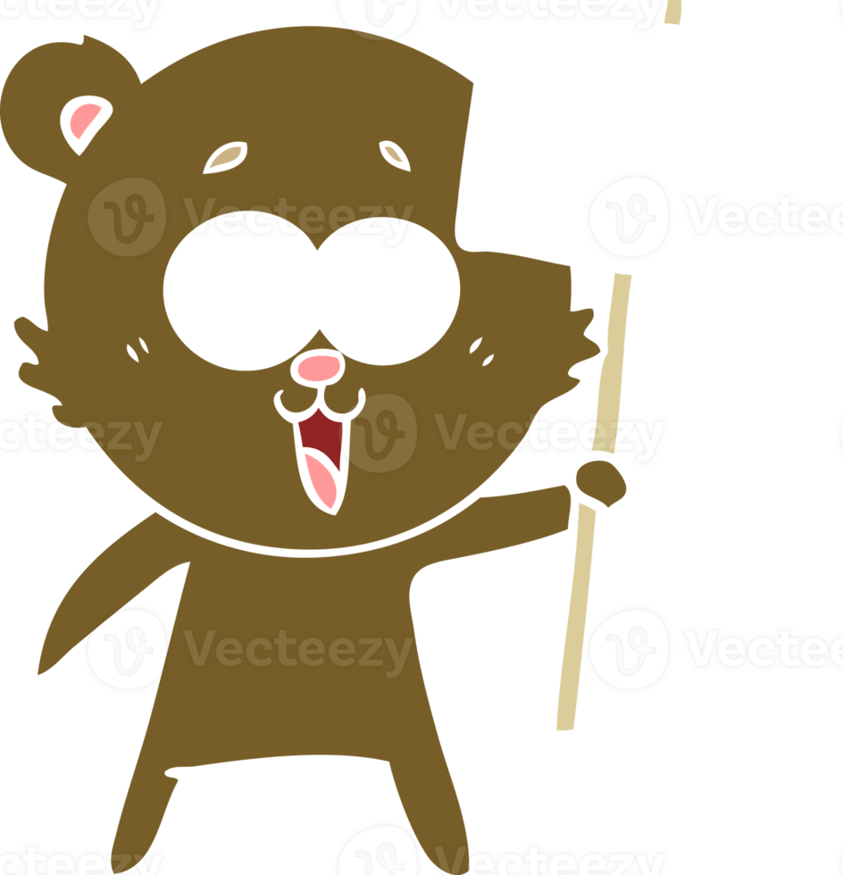 laughing teddy  bear flat color style cartoon png