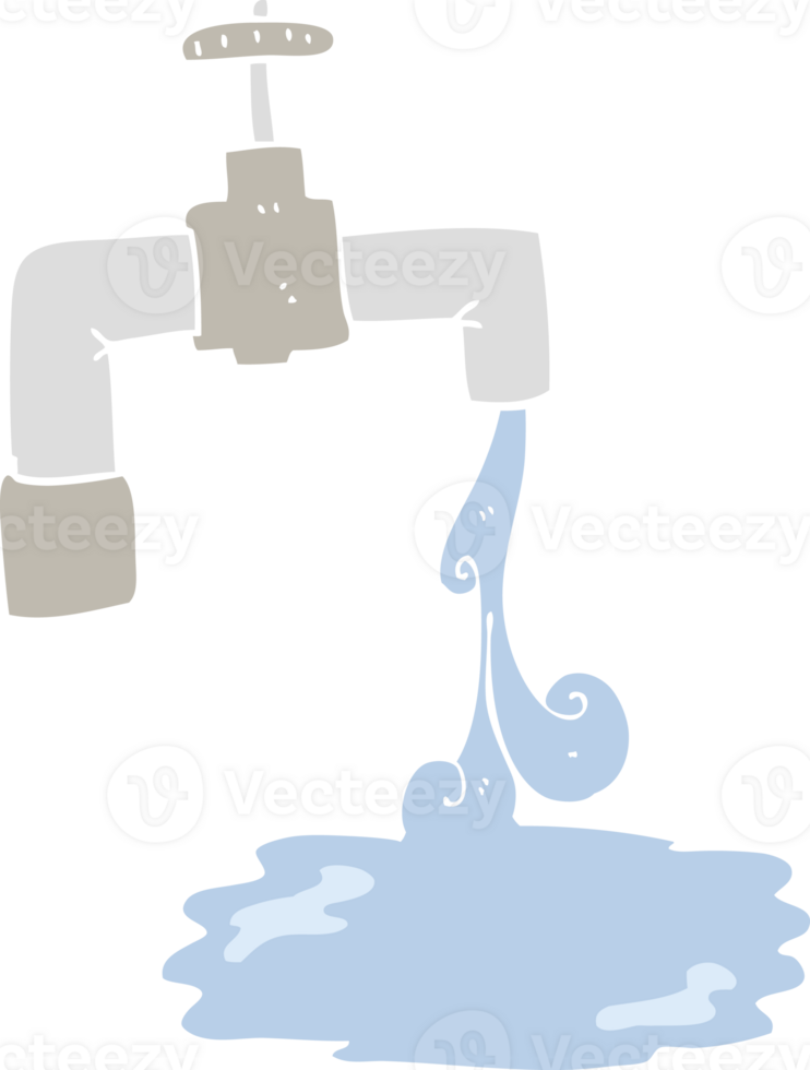 flat color illustration of running faucet png