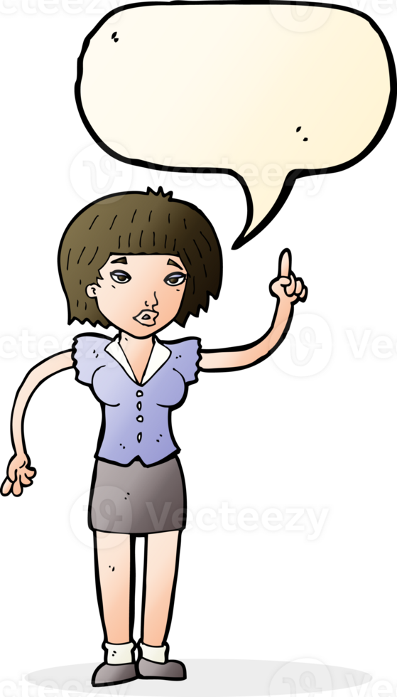 cartoon woman with idea with speech bubble png