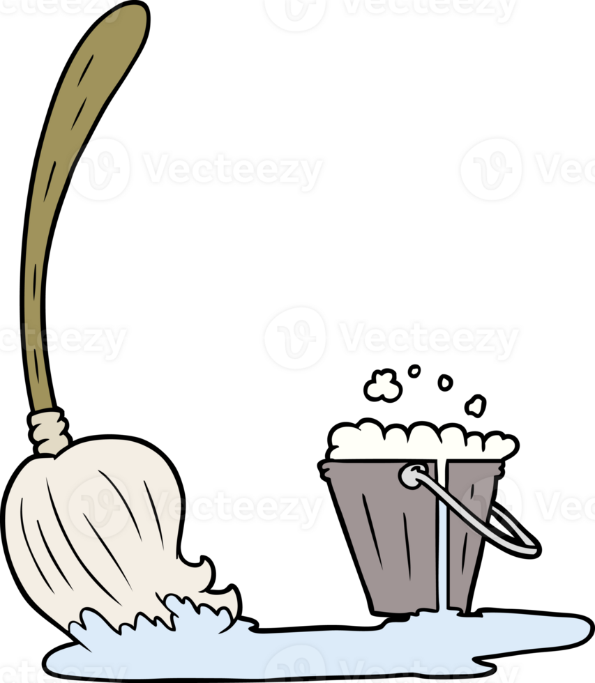 cartoon mop and bucket png