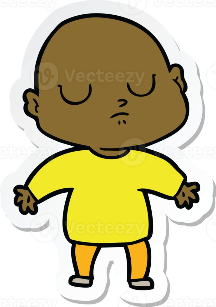 sticker of a cartoon bald man png