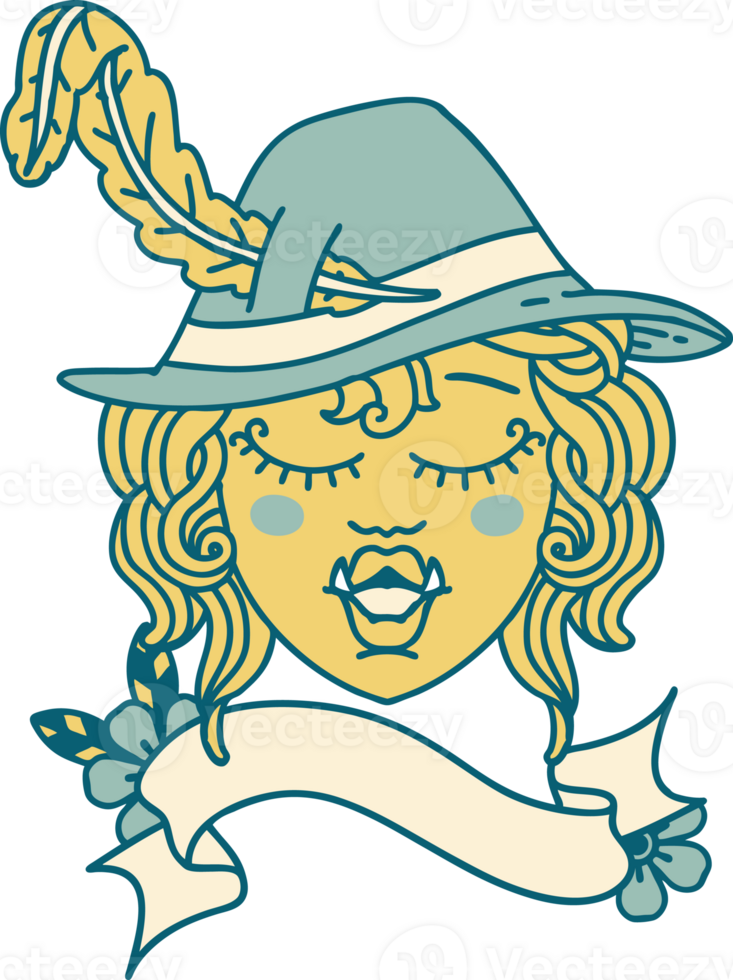 Retro Tattoo Style orc bard character png
