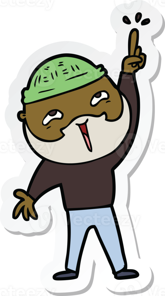 sticker of a cartoon happy bearded man png