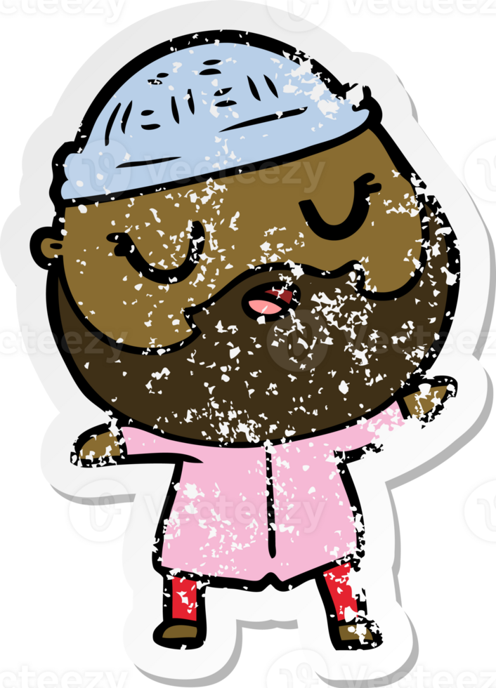 distressed sticker of a cartoon man with beard png
