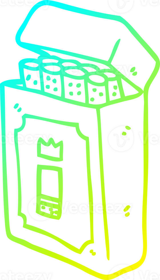 cold gradient line drawing of a cartoon pack of cigarettes png