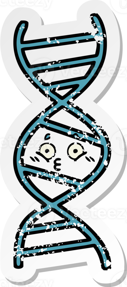 distressed sticker of a cute cartoon DNA strand png