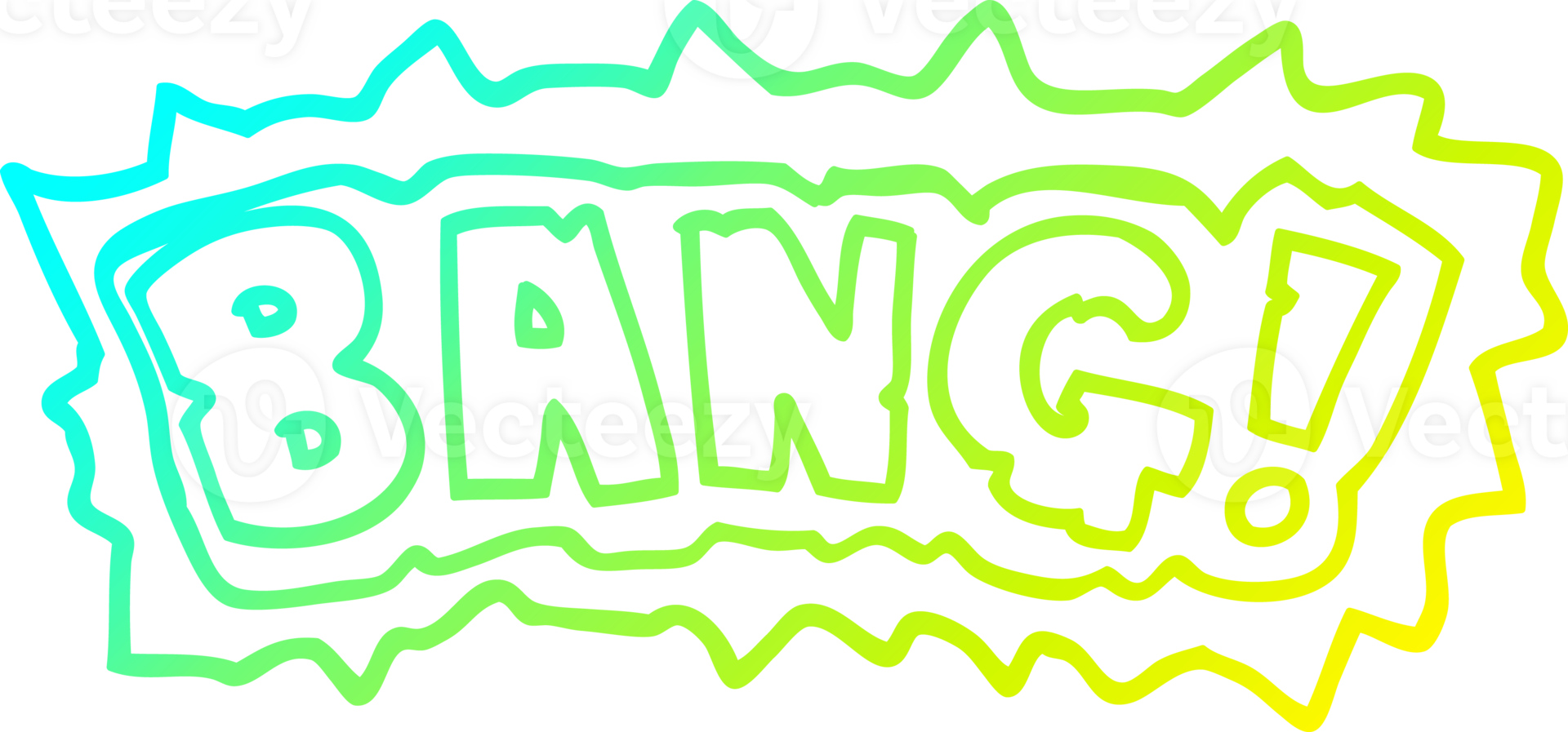 cold gradient line drawing of a cartoon word bang png