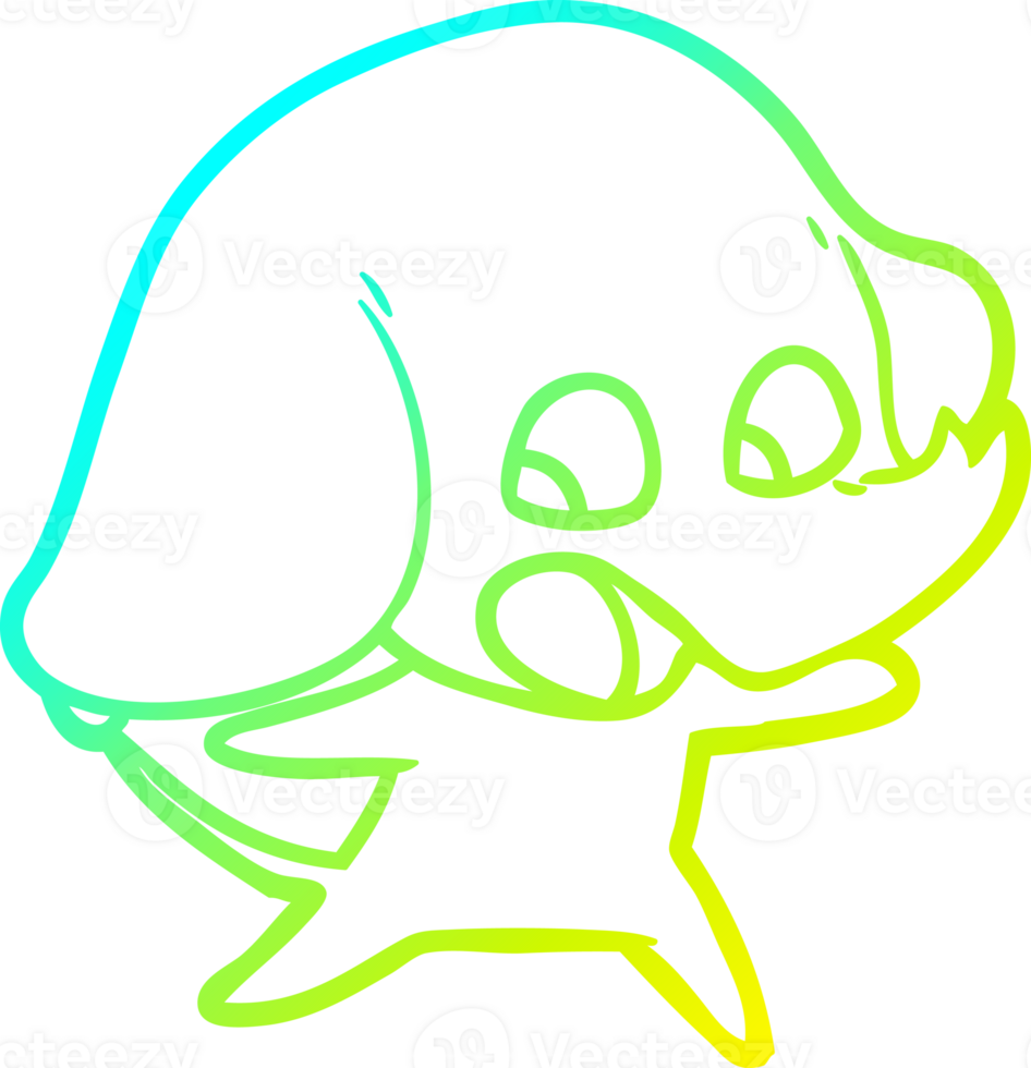 cold gradient line drawing of a cute cartoon elephant png