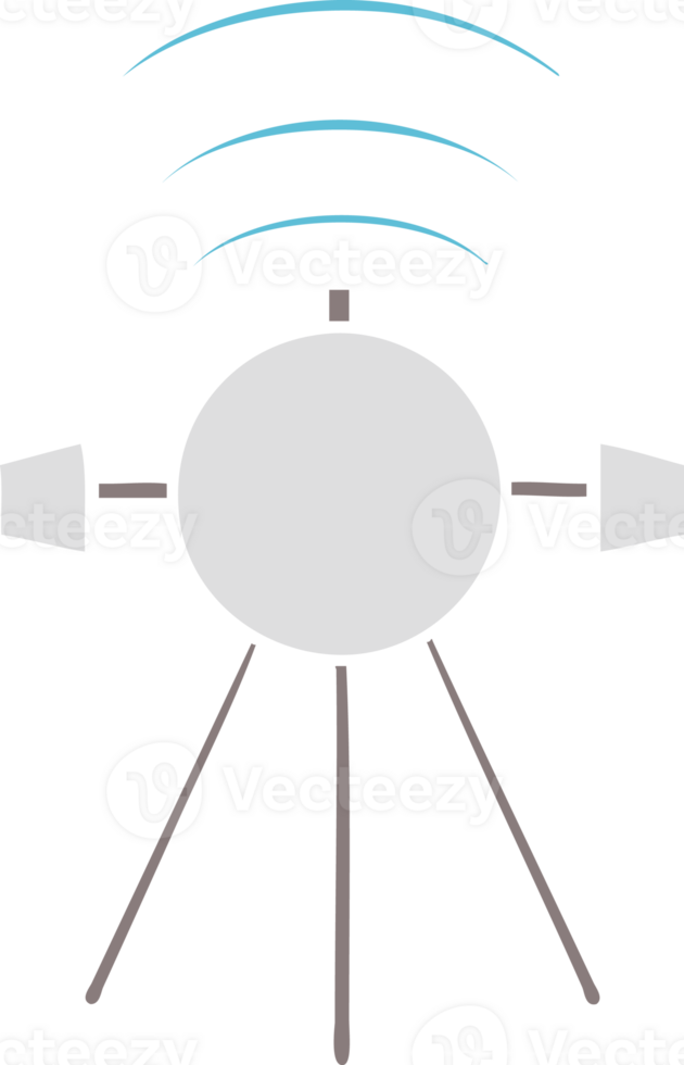 flat color retro cartoon of a satellite png