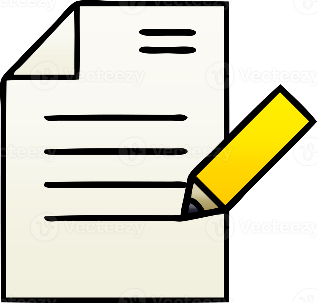 gradient shaded cartoon of a of writing a document png