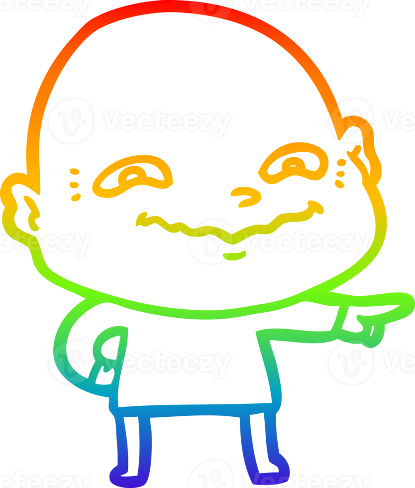 rainbow gradient line drawing of a cartoon creepy guy png